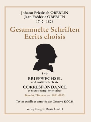 cover image of Johann Friedrich Oberlin 1740-1826 Gesammelte Schriften